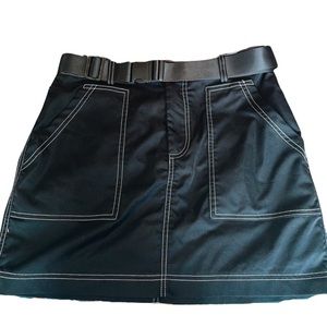 Black Cargo Skirt With Release Buckle Belt